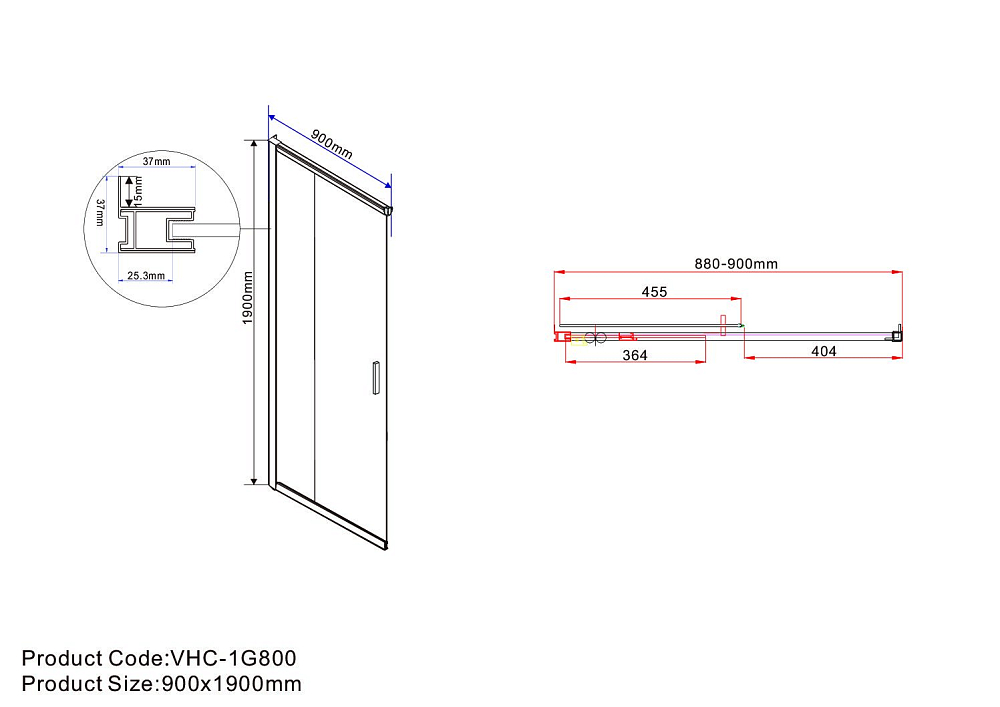 Душевой уголок Vincea Garda VSS-1G9011CGB 110x90, черный, стекло тонированное