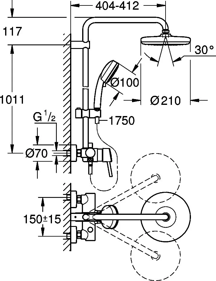 Душевая стойка Grohe Vitalio Start 26827000 хром