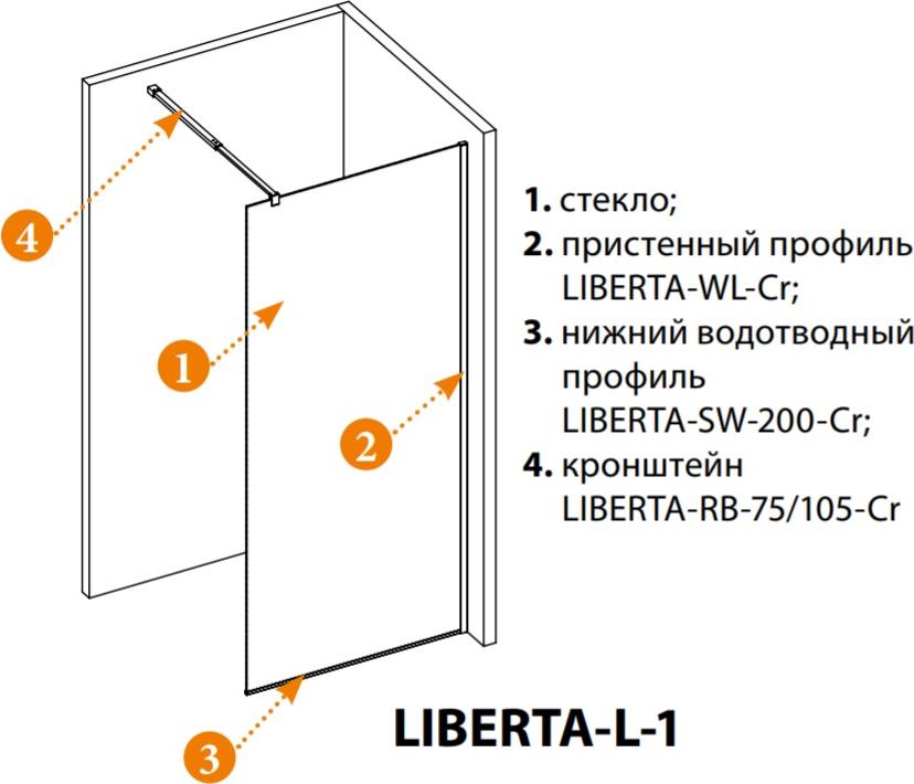 Душевая перегородка Cezares LIBERTA-L-1-95-C-Cr