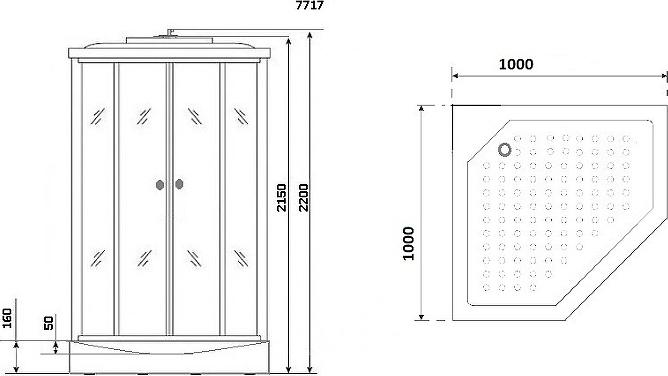 Душевая кабина Niagara Lux 7717WD 100x100x220, хром медь