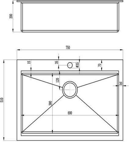 Кухонная мойка Zorg Master R ERGO 75х52х20 ZM R-7552