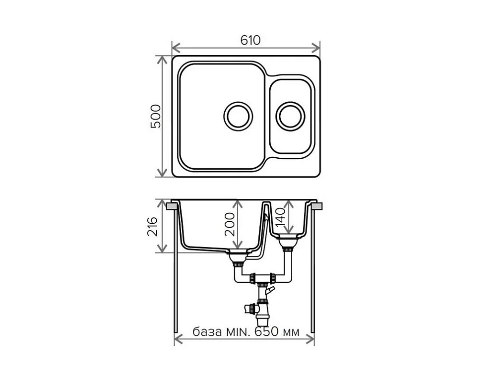 Кухонная мойка Polygran F-09 F-09 №16 (Черн) черный