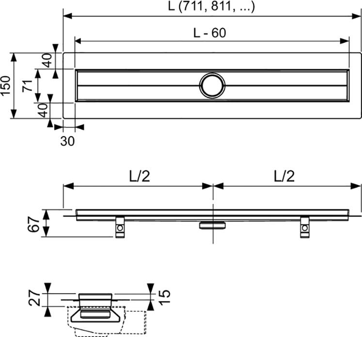 Душевой лоток Tece Drainline 601500 150 см