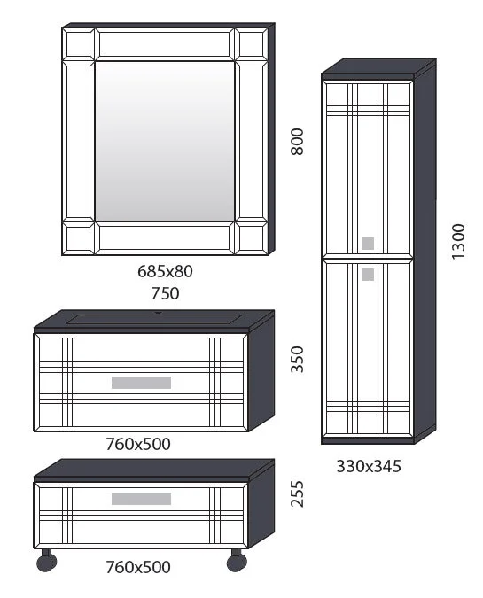 Тумба под раковину Edelform Deko 1-627-26-EF1275-K белый, черный