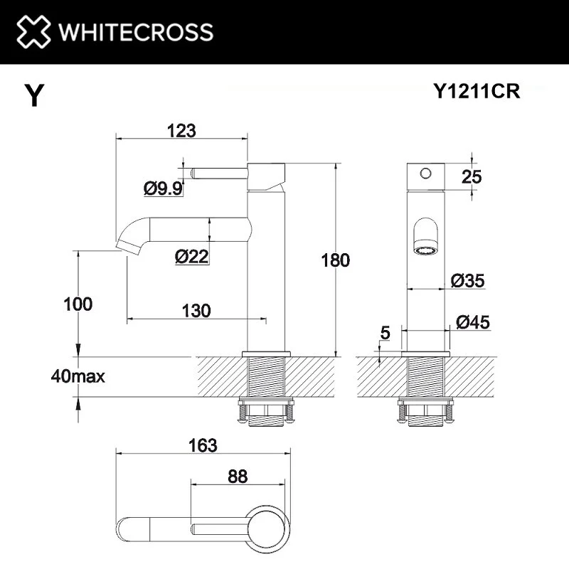 Смеситель для раковины Whitecross Y chrome Y1211CR хром