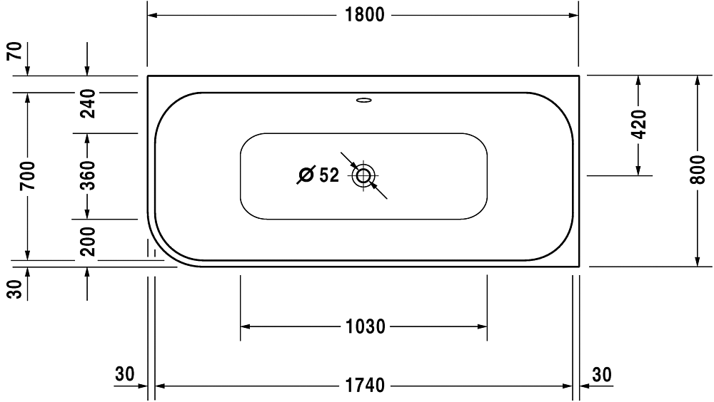 Акриловая ванна Duravit Happy D.2 180Х80 700317000000000