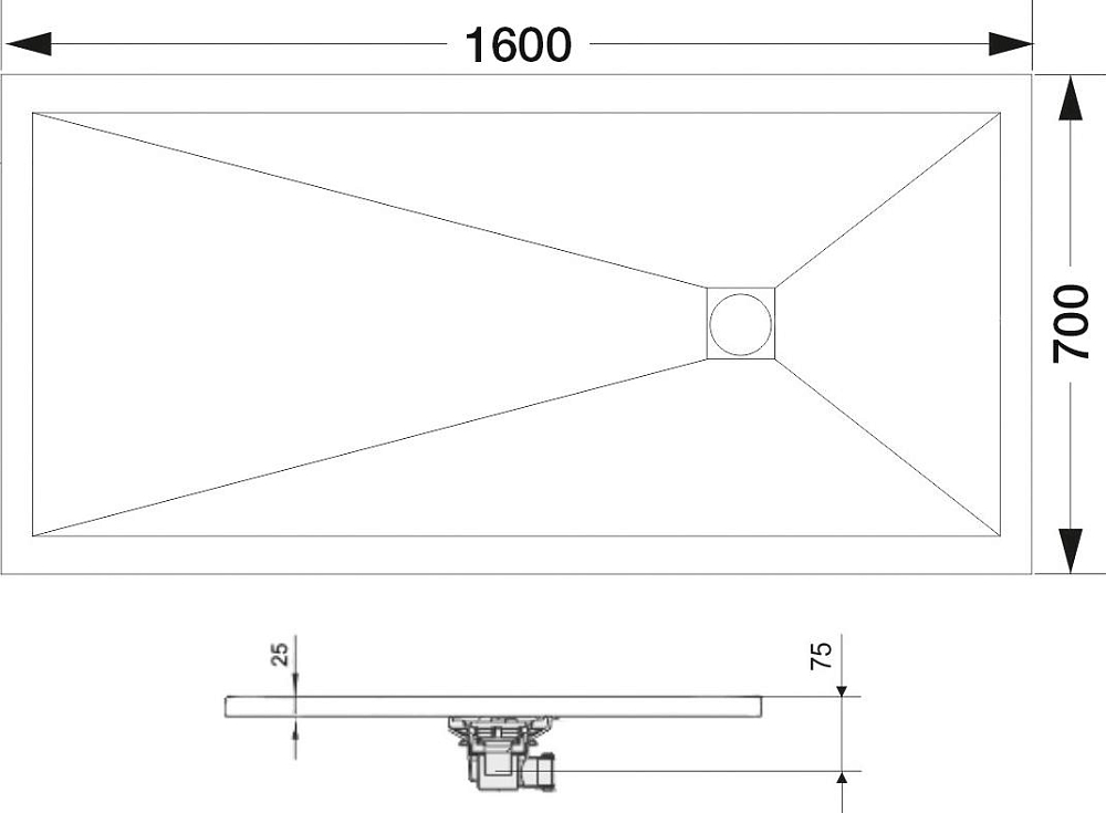 Поддон для душа RGW Stone Tray ST-167G 70х160 с сифоном