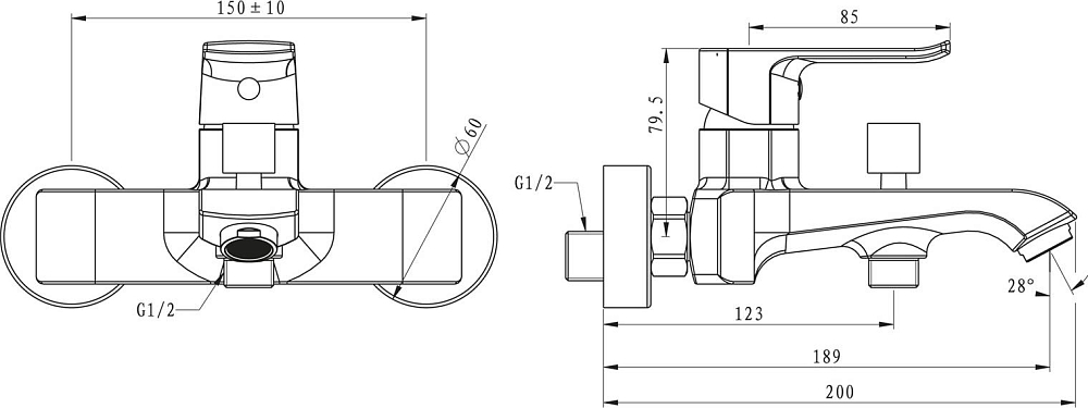 Смеситель BelBagno Disco DIS VASM CRM для ванны с душем