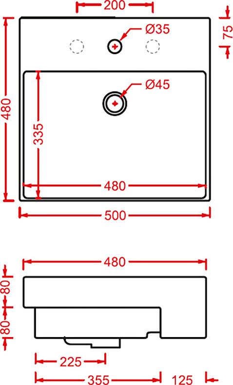 Раковина Artceram Quadro 50 QUL004 01 00, белый