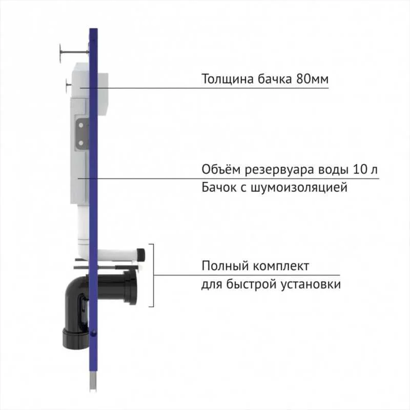 Инсталляция с унитазом Berges Novum 525 047215, кнопка L5 чёрная, сиденье микролифт, комплект