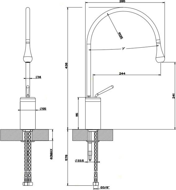 Смеситель для раковины Gessi Goccia 33605#031, хром