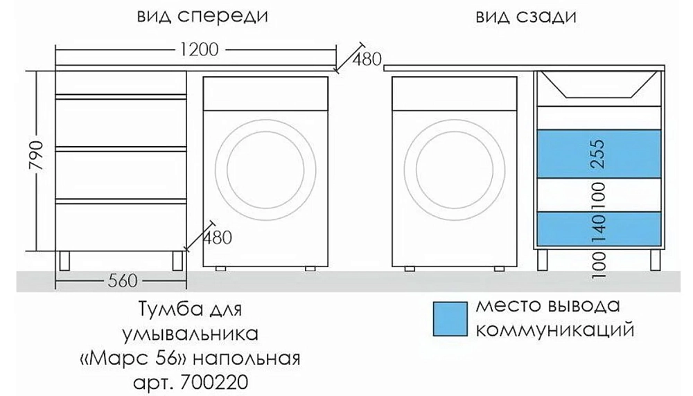 Тумба под раковину СаНта Лидер 700220 белый