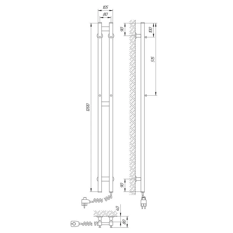 Полотенцесушитель электрический Indigo Mini LME120-8WhR белый