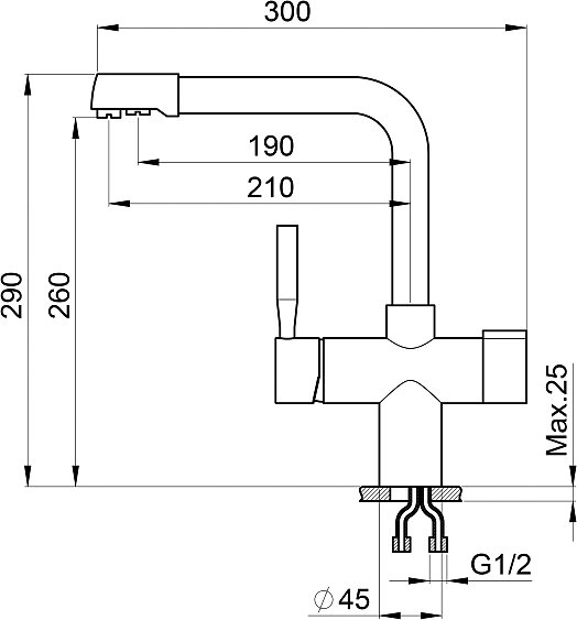 Комплект кухонная мойка Mixline ML-GM24 525195 тёмно-серый + смеситель Granula GR-2088 графит