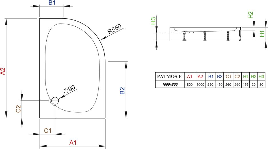 Душевой поддон Radaway Patmos E 100x80, 4P81155-03R