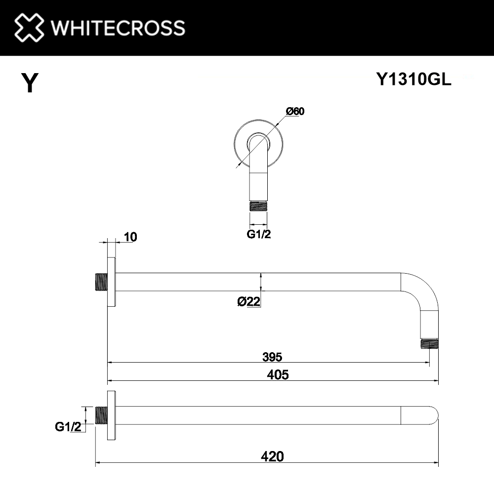 Кронштейн душевой настенный Whitecross Y1310GL золото