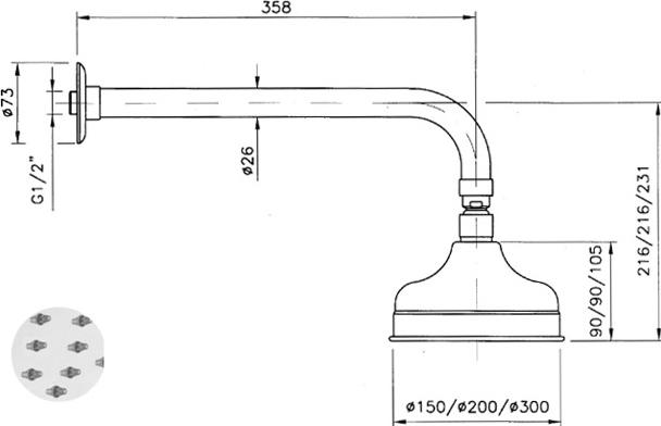 Верхний душ Nicolazzi Classic Shower 5702 BZ 20