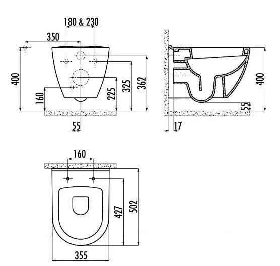 Подвесной унитаз Creavit Single TP325.B01 (TP325.B0100), цвет черный