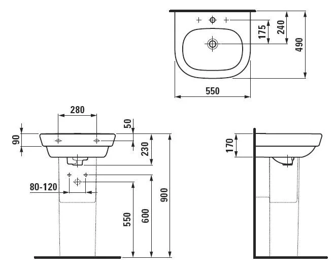 Раковина Laufen Lb3 8.1268.3.000.104.1 белый