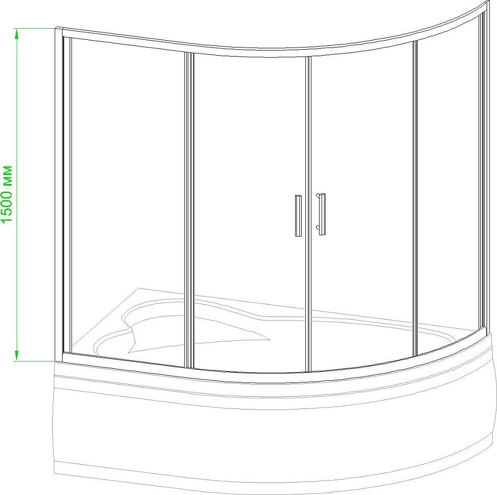 Шторка для ванной 170х150 см Royal Bath Alpine RB170ALP-T-CH стекло прозрачное