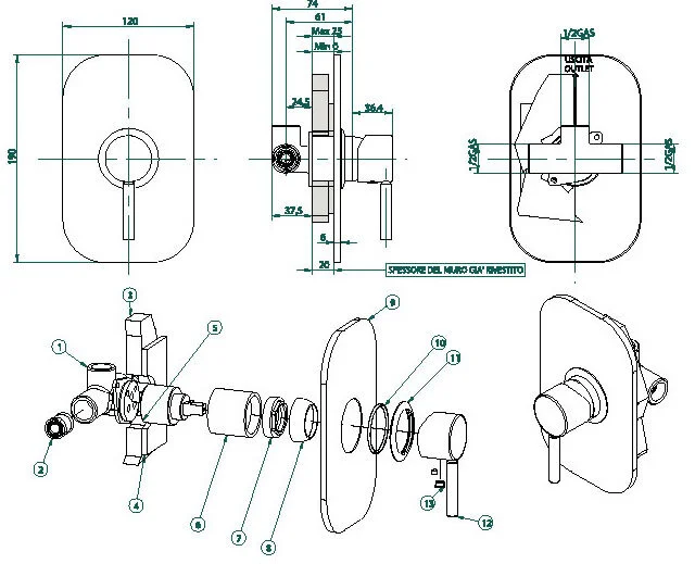 Смеситель для ванны с душем Bandini Stel 164320SS00 хром