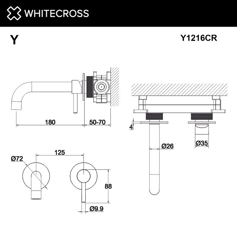 Смеситель для раковины Whitecross Y chrome Y1216CR хром