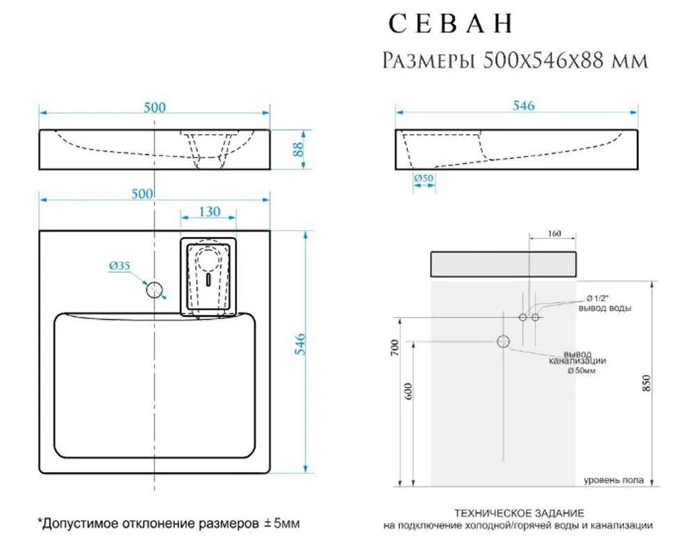 Раковина SuperSan Sev-D1 белый