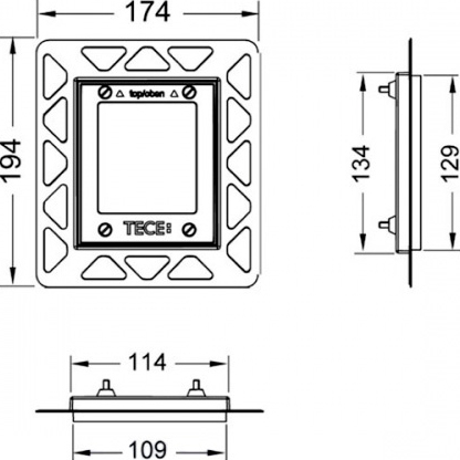 Рамка для монтажа кнопки Tece Square Urinal 9242647 чёрная