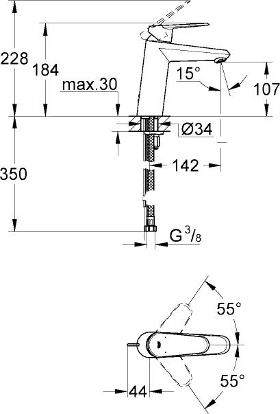 Смеситель Grohe Eurodisc Cosmopolitan 23449002 для раковины