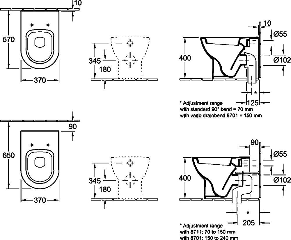 Приставной унитаз Villeroy & Boch Subway 6607 1001 alpin