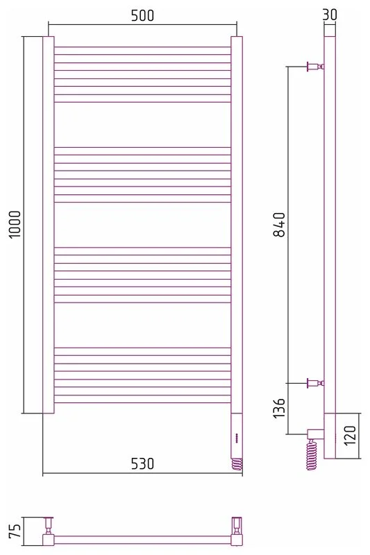 Полотенцесушитель электрический Сунержа Модус 3.0 00-5700-1050 хром