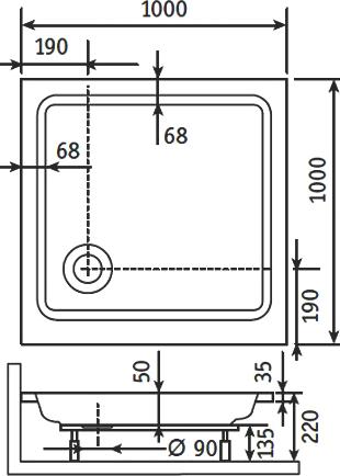 Поддон для душа RGW Style KV 100x100x22