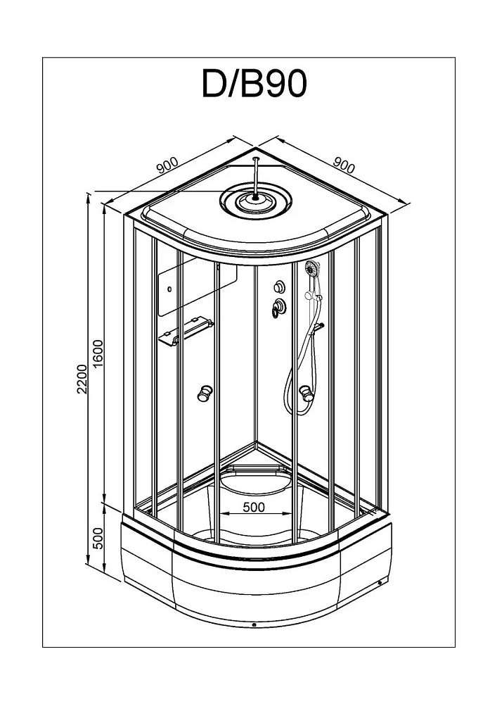 Душевая кабина Deto D D90SLED