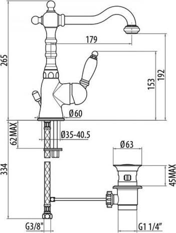 Смеситель для раковины Gattoni Orta 2741/27V0br NEW бронза