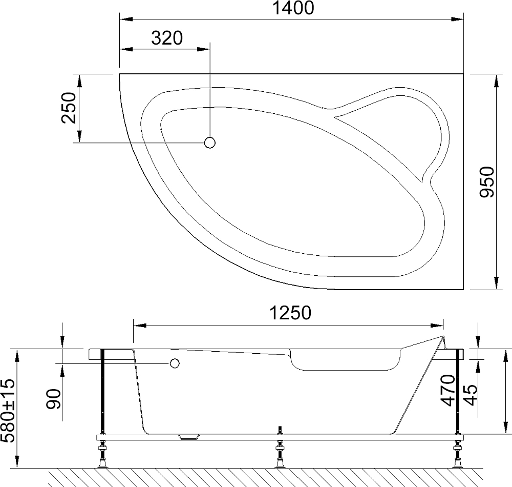 Акриловая ванна Royal Bath Alpine 140 см RB 819103 R