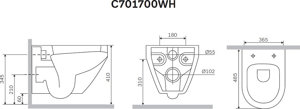 Унитаз подвесной AM.PM Spirit FlashClean C701700WH, белый