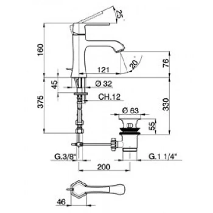 Смеситель для раковины Cisal Cherie CH0015246T хром