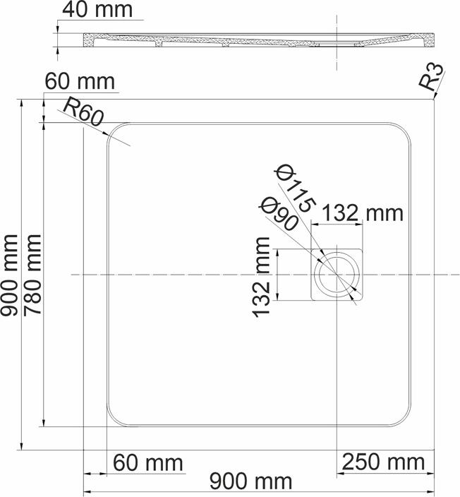 Душевой поддон WasserKRAFT Rhin 44T03 90x90 см, белый мрамор