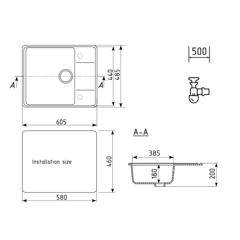 Кухонная мойка Ulgran Quartz Prima Prima 605-09 черный