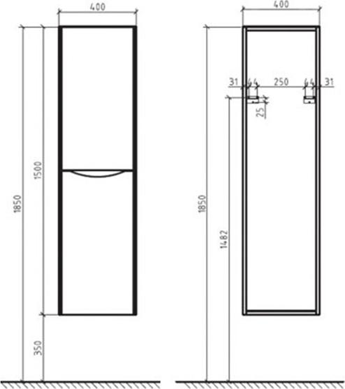 Шкаф-пенал BelBagno LUXURY/SOFT-1500-2A-SC-ME-RIGHT metallo