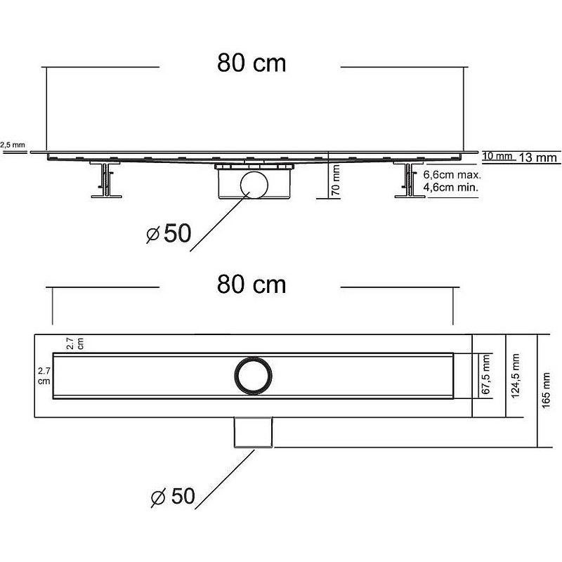 Душевой лоток Vincea Say Optima SAY.601.80.B.M.S.BLOK 80 см, черный матовый