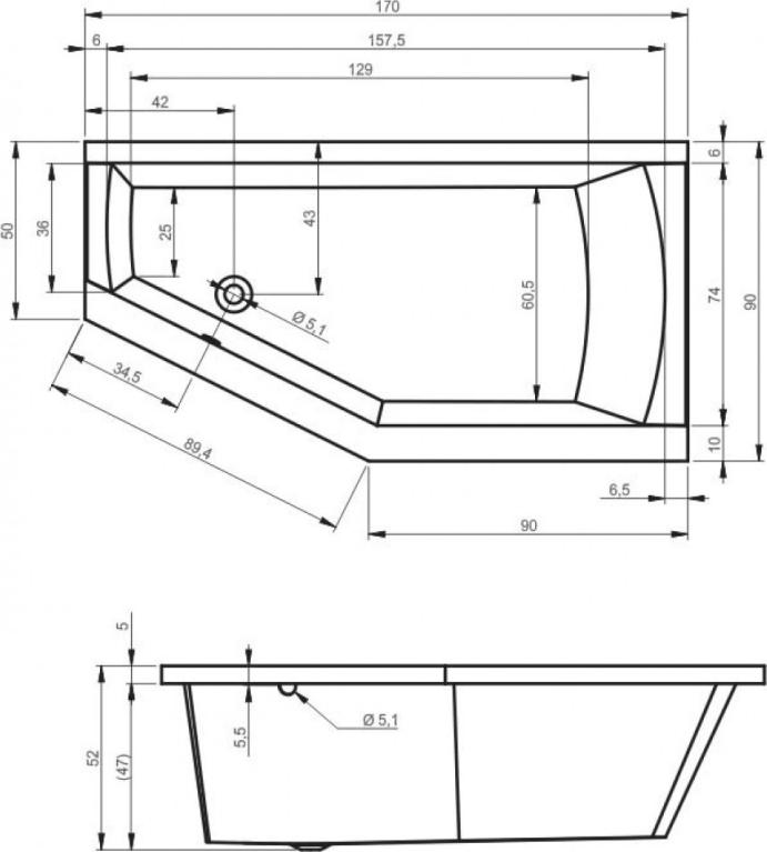 Акриловая ванна Riho Geta 170х90 L B032001005