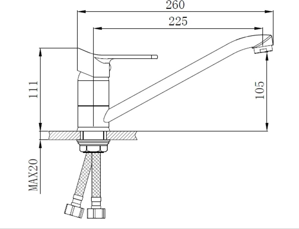 Смеситель для кухни РМС SL137-004F-25, хром