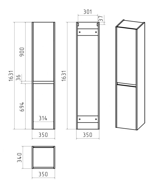 Шкаф-пенал Brevita Balaton 35 L BAL-05035-48-2Л