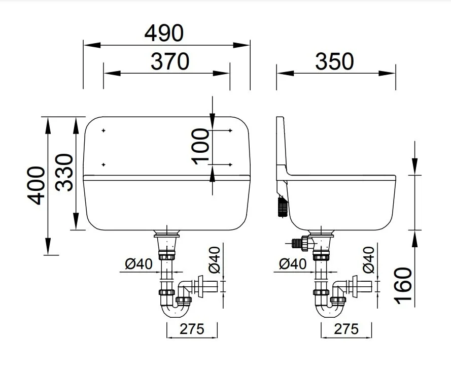 Раковина Styron STY-350 белый