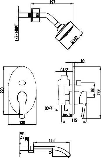 Душевой комплект Lemark Atlantiss LM3221C