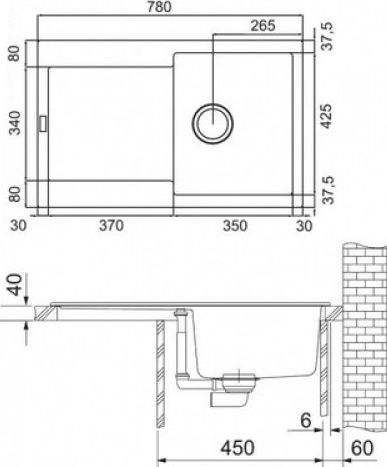 Кухонная мойка 78 см Franke Maris MRG 611 3,5" 114.0198.470, оникс