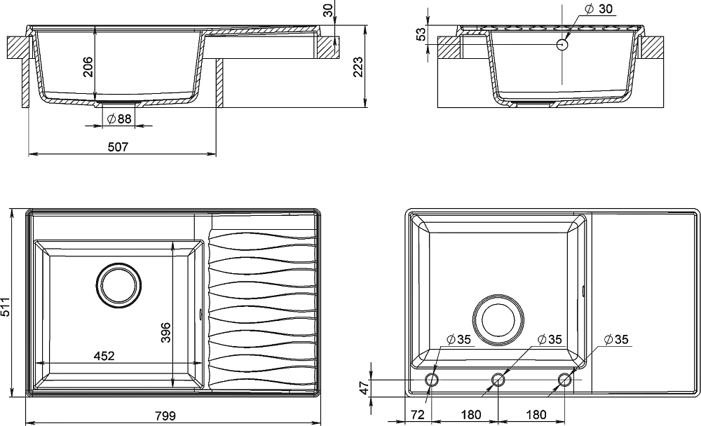 Мойка кухонная Domaci Римини DG 79-501 антрацит