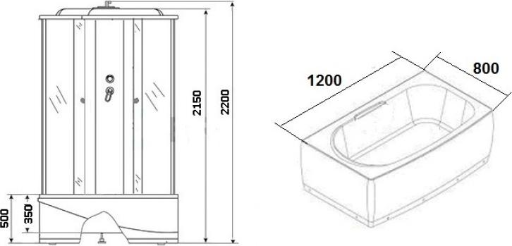 Душевая кабина Niagara Standart+ 3070154L 120х80х220 стекло мозаика