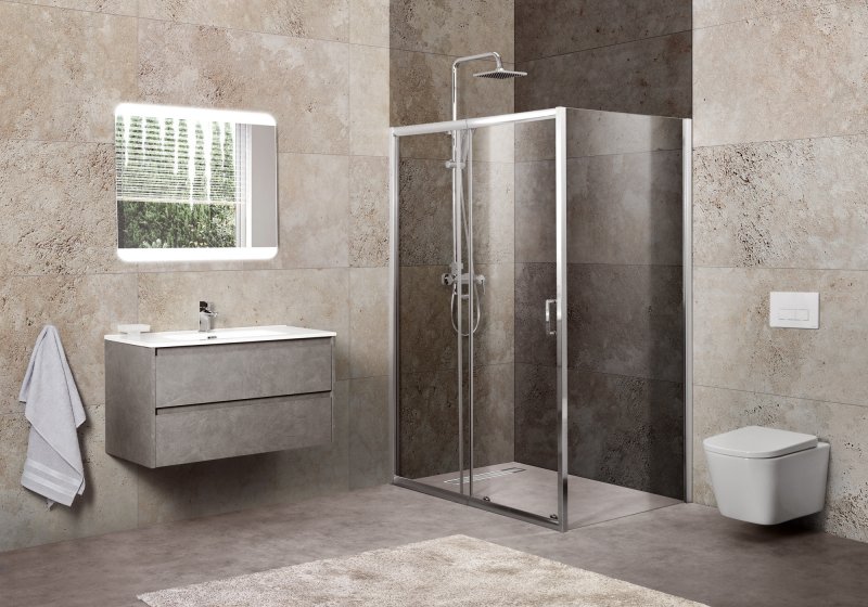 Душевой уголок BelBagno UNIQUE-AH-1-100/115-90-P-Cr стекло punto